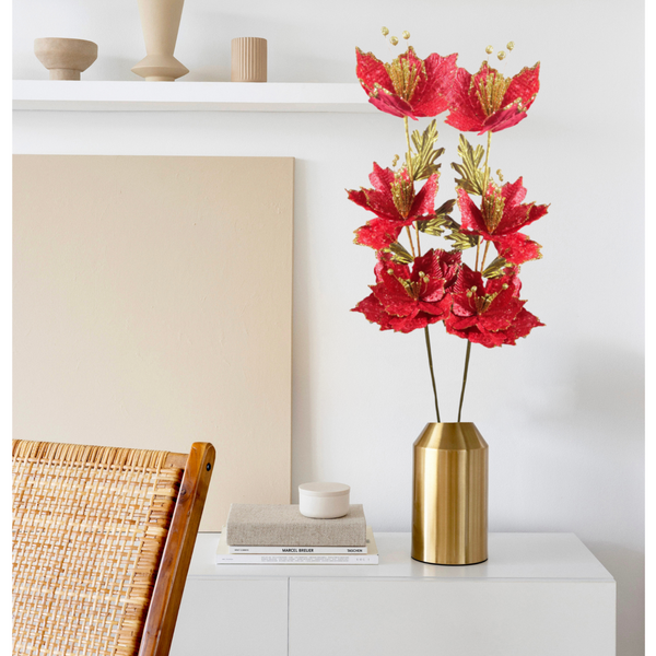 Pack 4 Flores Ramo Fantasía Decorativa Noche Buena