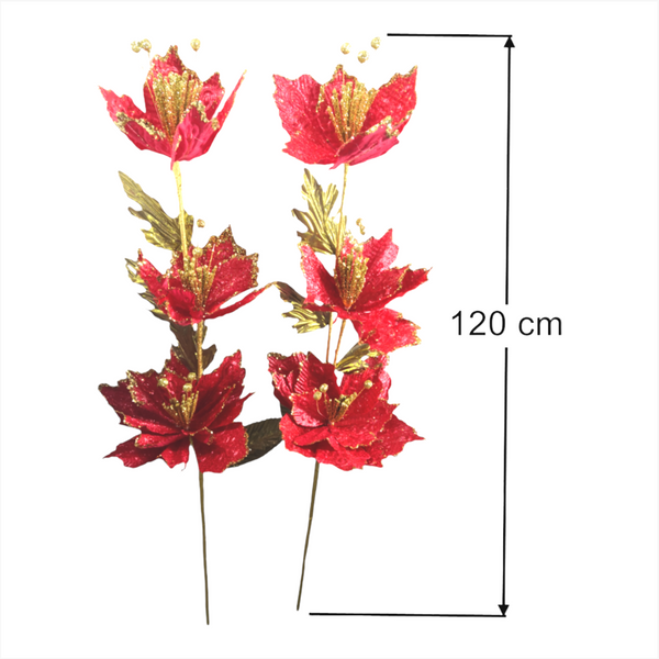 Pack 4 Flores Ramo Fantasía Decorativa Noche Buena