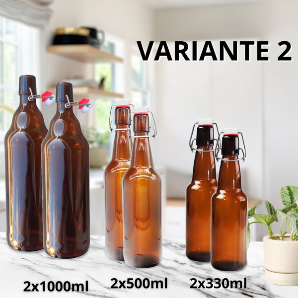 Botellas de Vidrio Jarra tapon mecanico hermetico Pack 6pz
