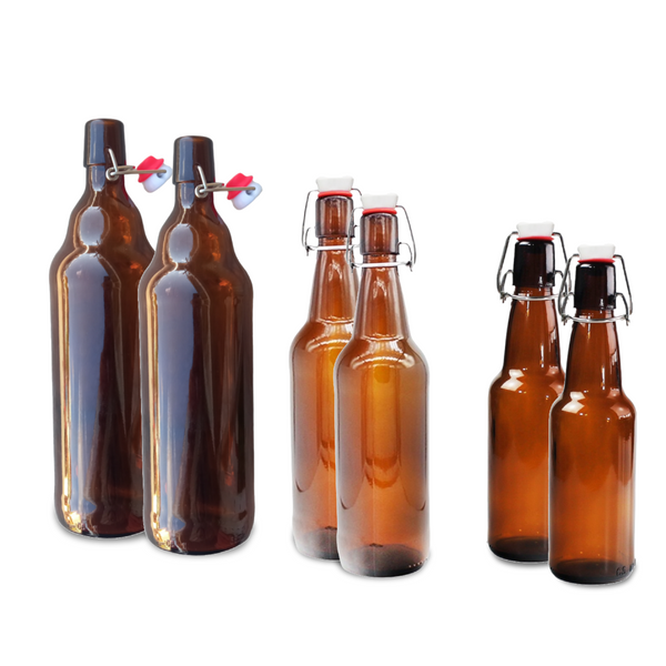 Botellas de Vidrio Jarra tapon mecanico hermetico Pack 6pz