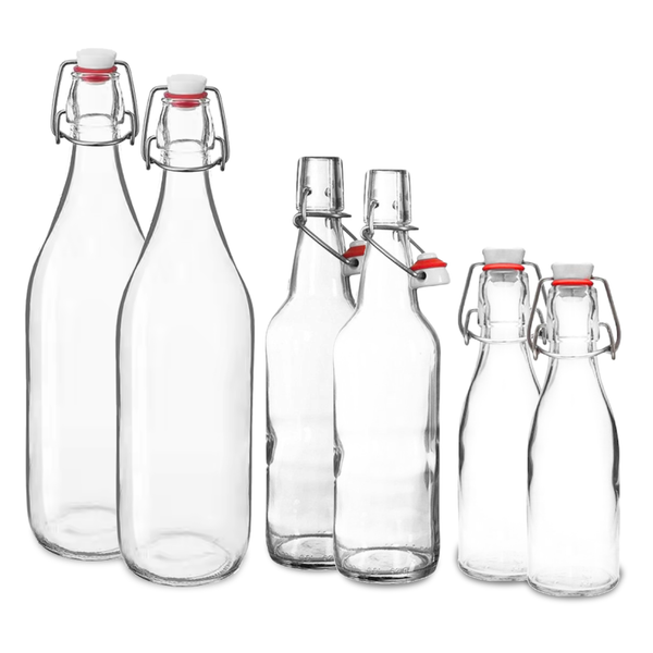 Botellas de Vidrio Jarra tapon mecanico hermetico Pack 6pz