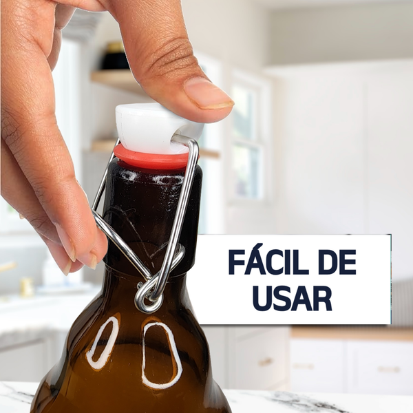 Botellas de Vidrio Jarra tapon mecanico hermetico Pack 6pz