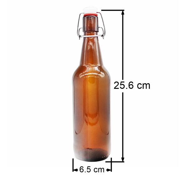 1 Botella De Vidrio Ambar +  Tapón Mecánico 500ml