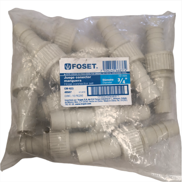 Juego Conector Manguera a manguera 3/4" FOSET.