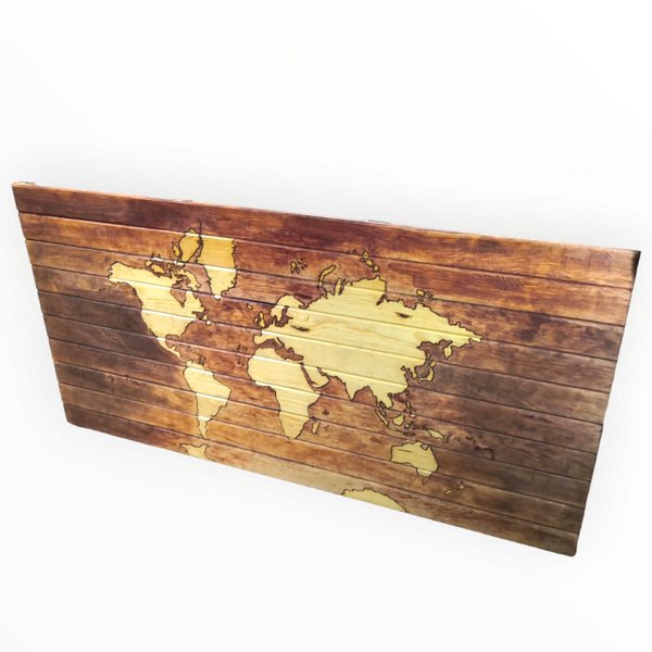 Mapa Mundi de madera decoración 175x75 cm