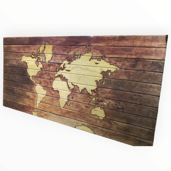 Mapa Mundi de madera decoración 175x75 cm