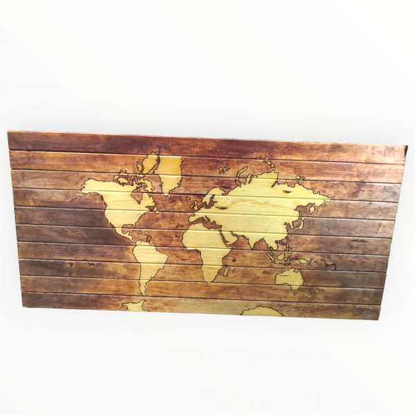 Mapa Mundi de madera decoración 175x75 cm