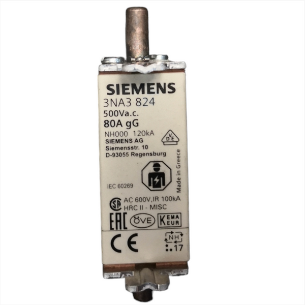 Cartucho Fusible Siemens 3na3 824 80a