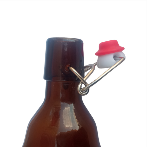 12 Botellas De Vidrio ambar + Tapón Mecánico 1000ml