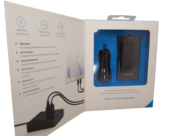 Cargador usb para Carro Multi puerto ANKER carga rápida