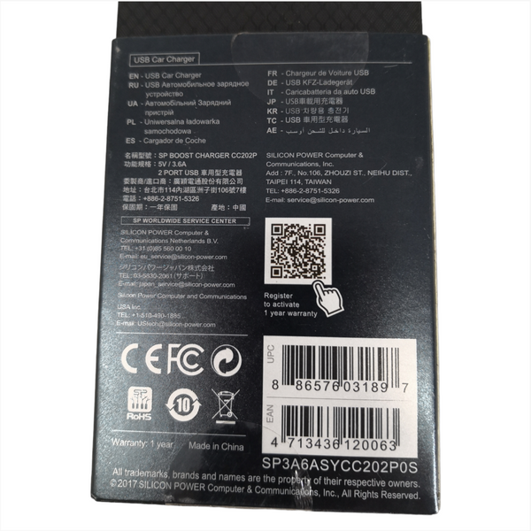 Cargador rápido doble USB fast charge de Carro 3.6A