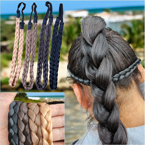 Pack 25 Docenas Diademas De Cabello Trenza Sintética Resorte Mayoristas
