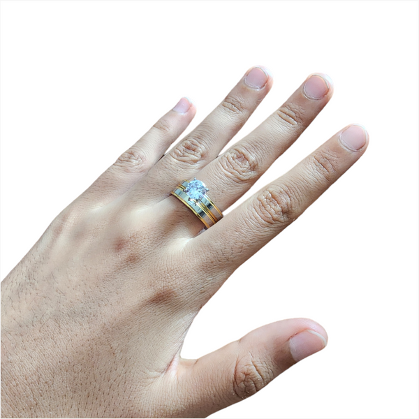 Anillo Con Piedra Dorado Mujer Acero Quirurgico S/Estuche 5