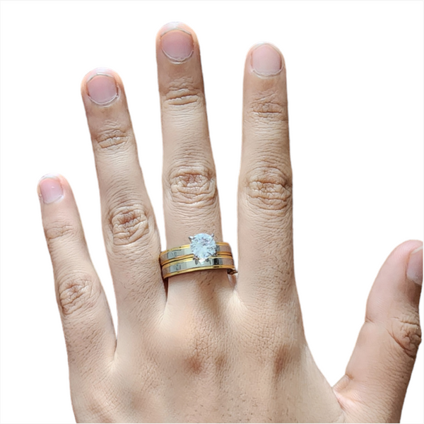 Anillo Con Piedra Dorado Mujer Acero Quirurgico S/Estuche 5