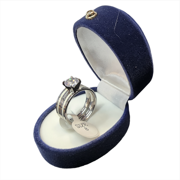 Anillo Doble Plateado Mujer Acero Quirurgico S/Estuche 7