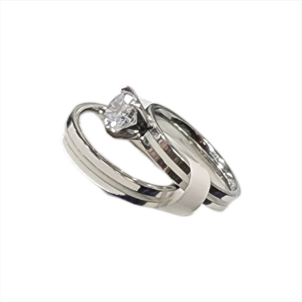 Anillo Doble Plateado Mujer Acero Quirurgico S/Estuche 7