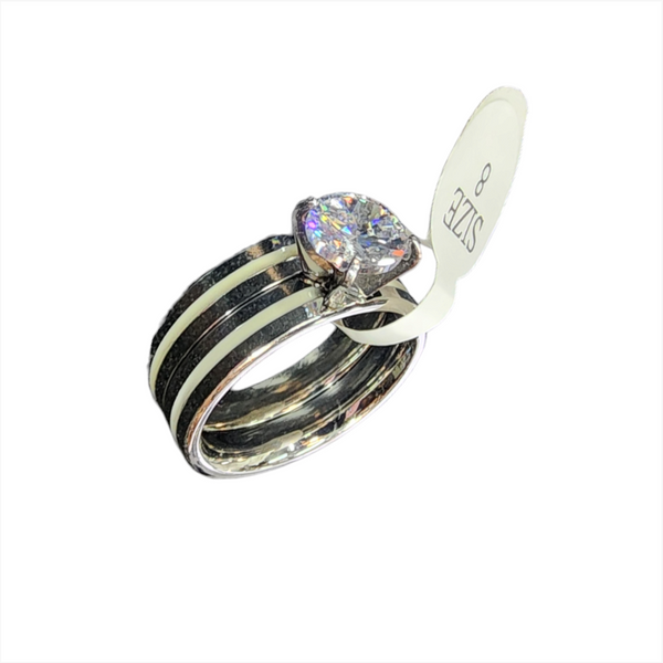 Anillo Doble Plateado Mujer Acero Quirurgico S/Estuche 7