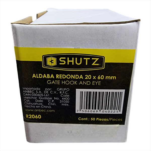 Aldaba Redonda 20x60mm caja 50 pz