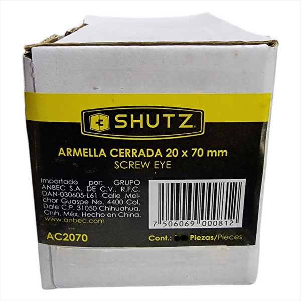 Armella Cerrada 20x70mm mayoreo paquete 2304 pz