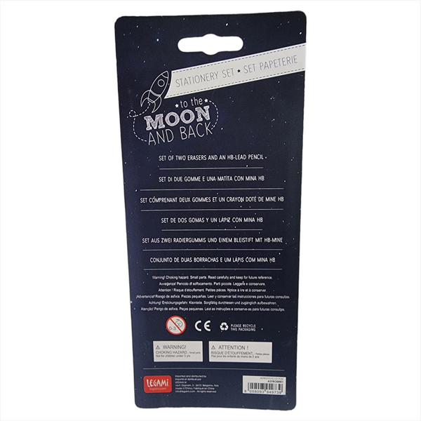 Set Escritorio Astronauta To The Moon 1 lapiz 2 borrador