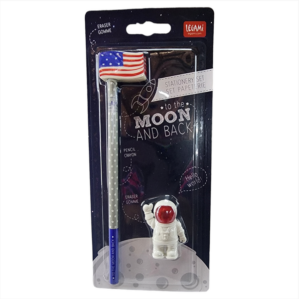 Set Escritorio Astronauta To The Moon 1 lapiz 2 borrador