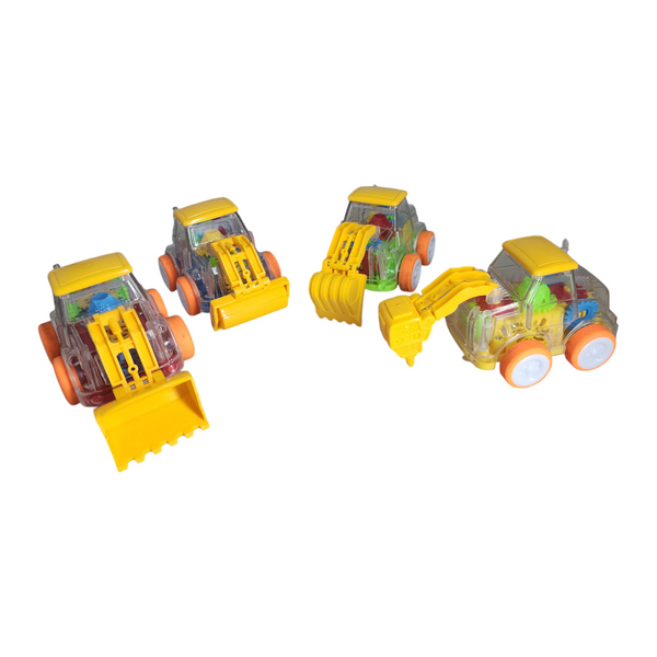 Coche de friccion carro transparente luz led construccion 4pz