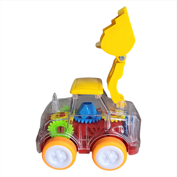 Coche de friccion carro transparente luz led construccion 4pz
