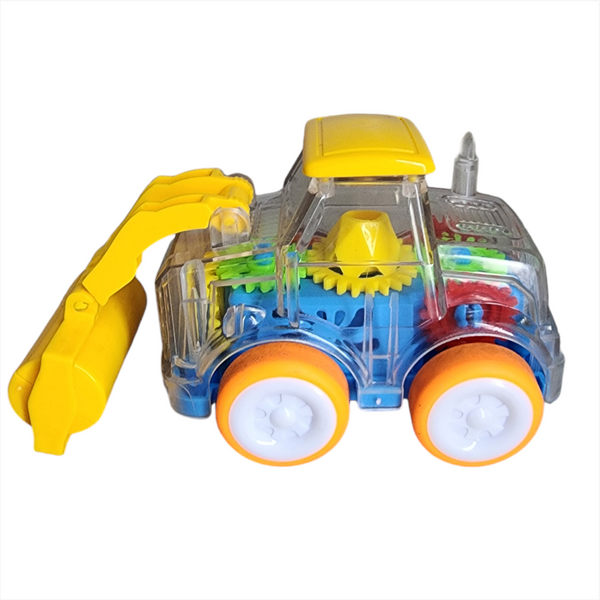 Coche de friccion carro transparente luz led construccion 4pz