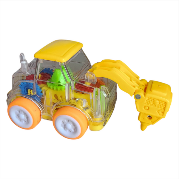 Coche de friccion carro transparente luz led construccion 4pz