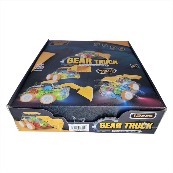 Coche de friccion carro transparente luz led construccion 4pz