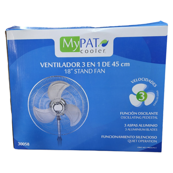 Ventilador pedestal piso pared 3 en 1  MyPAT 18"