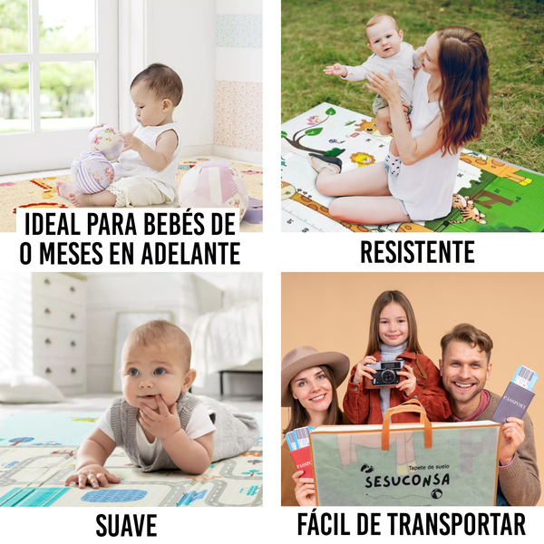 Caja mayoreo Tapete Bebe Plegable Reversible XPE Foamy 6 pzs