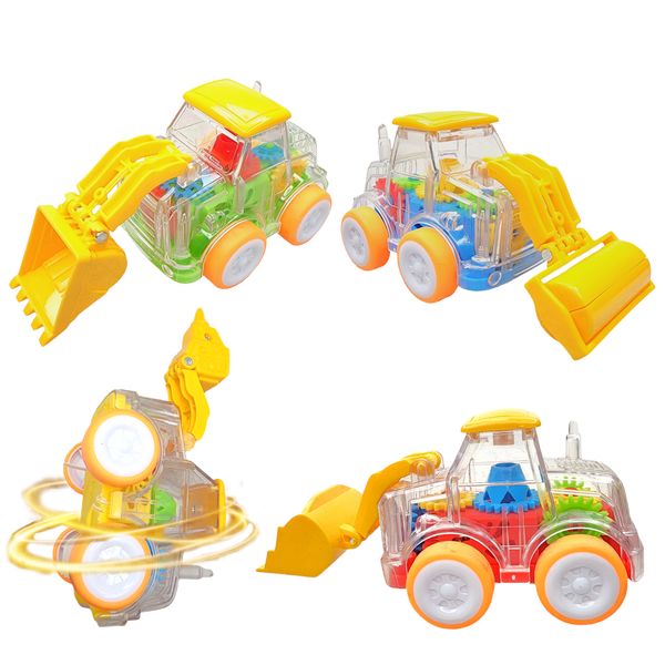 Coche de friccion carro transparente luz led construccion 4pz