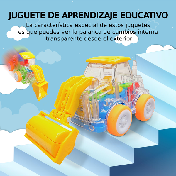 Coche de friccion carro transparente luz led construccion 4pz