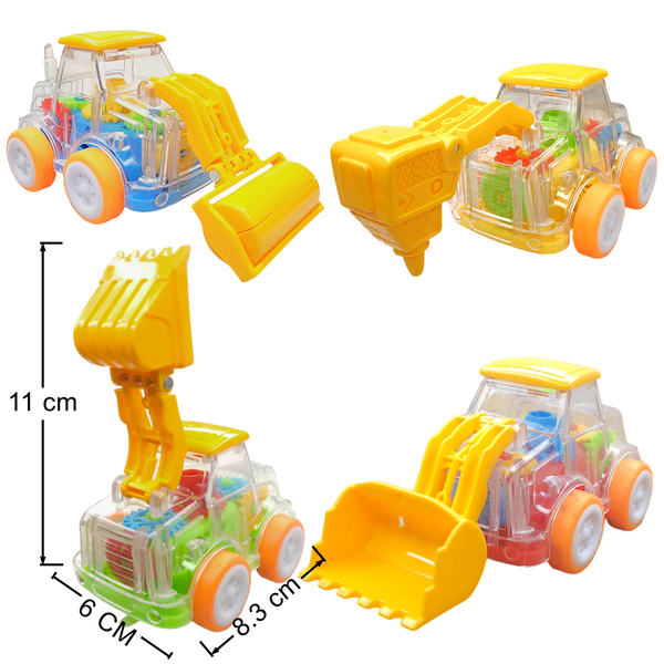 Coche de friccion carro transparente luz led construccion 4pz