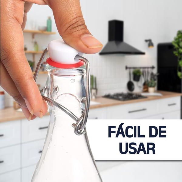 Botellas de Vidrio Jarra tapon mecanico hermetico Pack 6pz