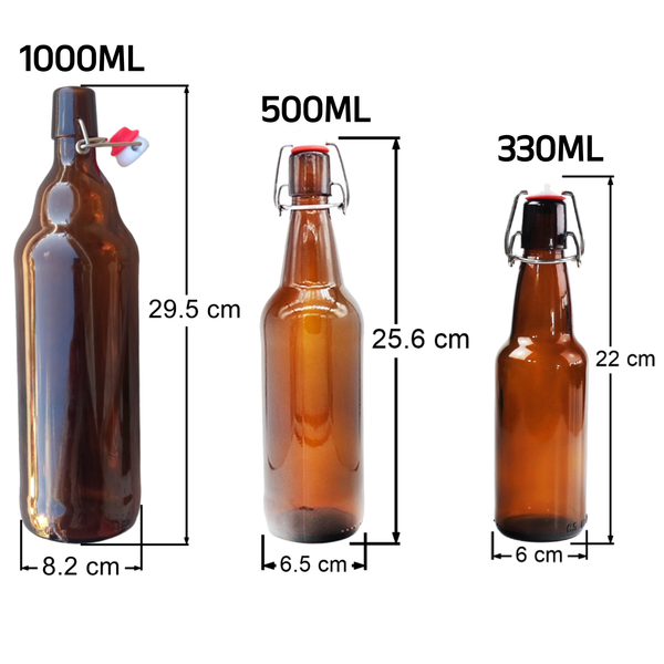 Botellas de Vidrio Jarra tapon mecanico hermetico Pack 6pz