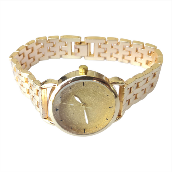 Reloj metálico lujo dorado de pulso dama