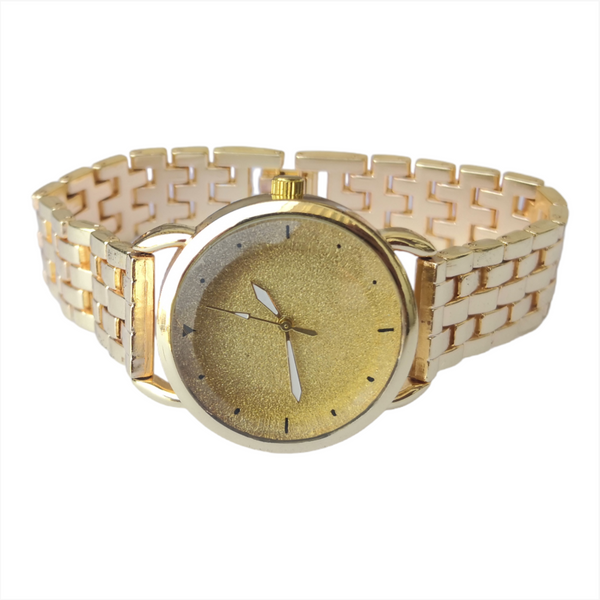 Reloj metálico lujo dorado de pulso dama