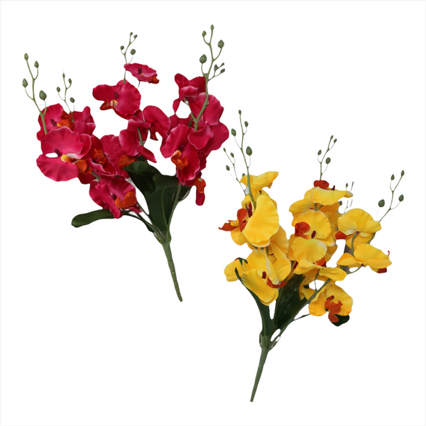 Pack  4 Orquídea Artificial decoración 40cm rosa o amarilla o 2 y 2