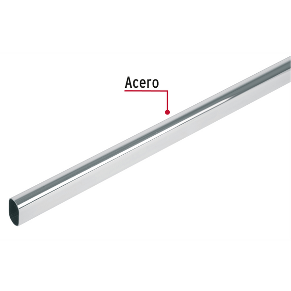 Tubo ovalado para closet acero cromado 3 metros
