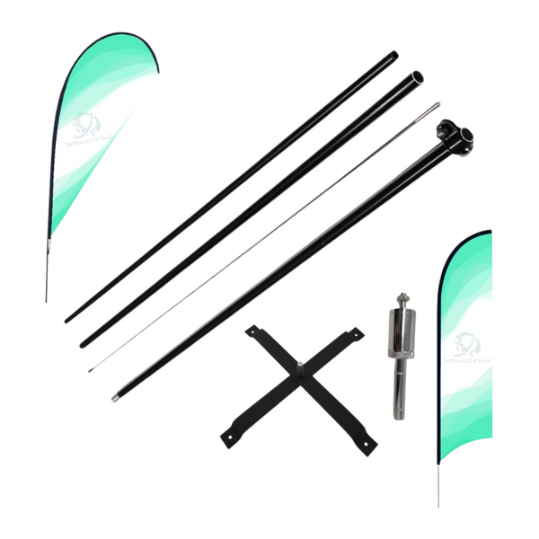 Asta de bandera 4.5m+ base cruceta+ pivote giratorio premium