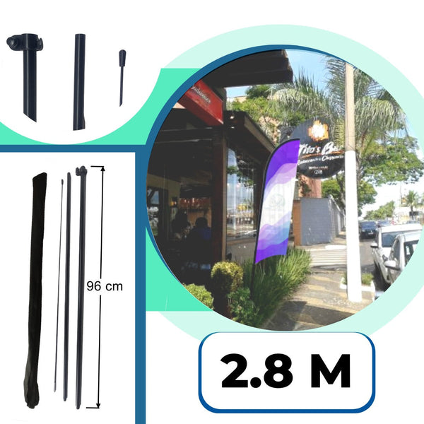1 Asta De Bandera 2.8m + Cruceta Simple+pivote + Dona Soporte