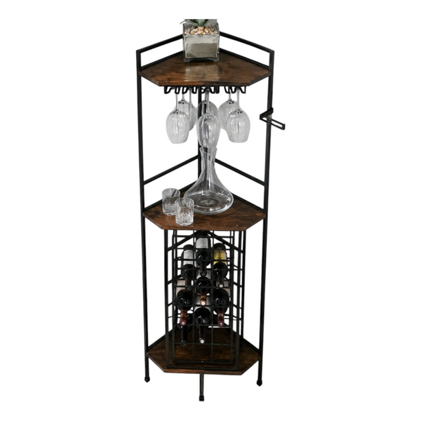 Botellero esquinero vino con soporte de madera 18 botellas