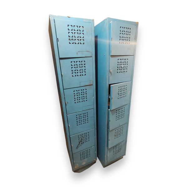 Locker metálico azul de 6 puertas
