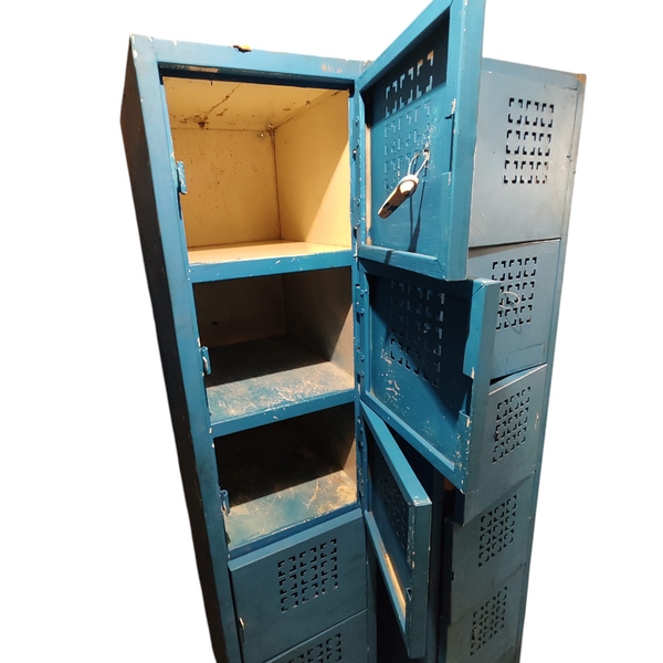 Locker metálico azul de 6 puertas