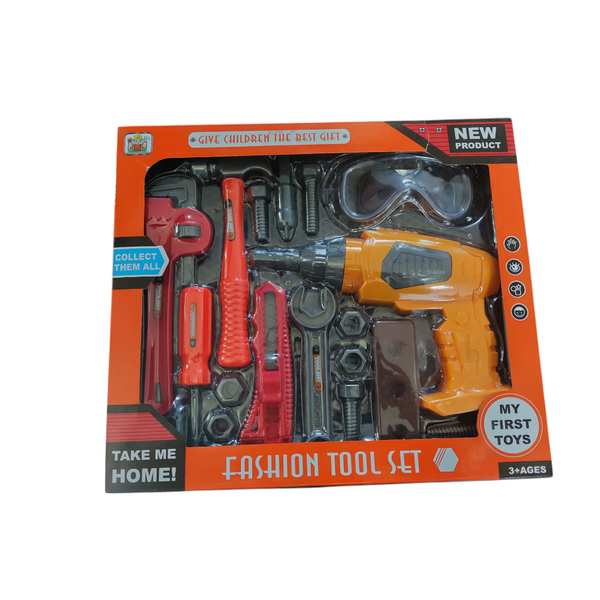 Kit Taladro de juguete con movimiento y accesorios tipo herramientas