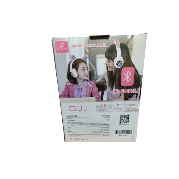 Diadema Gato Bluetooth Auriculares Colorido Led Luminoso
