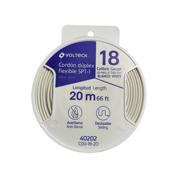 Carrete 20m cordon dúplex flexible spt 18 awg