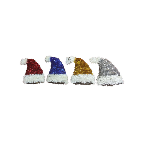 pack 4 gorrito de santa de escarcha decoración navidad